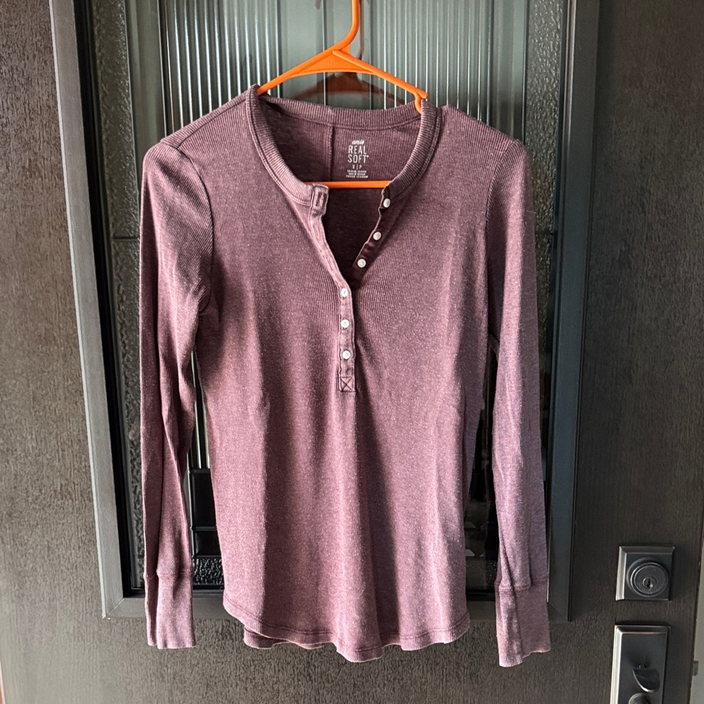 Aerie Real Soft Ribbed Top in Plum